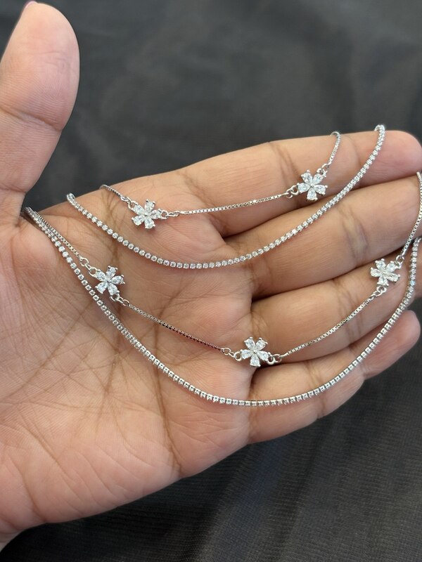 Silver double layer flower