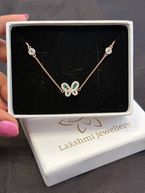 Silver green butterfly bracelet with rosegold finish