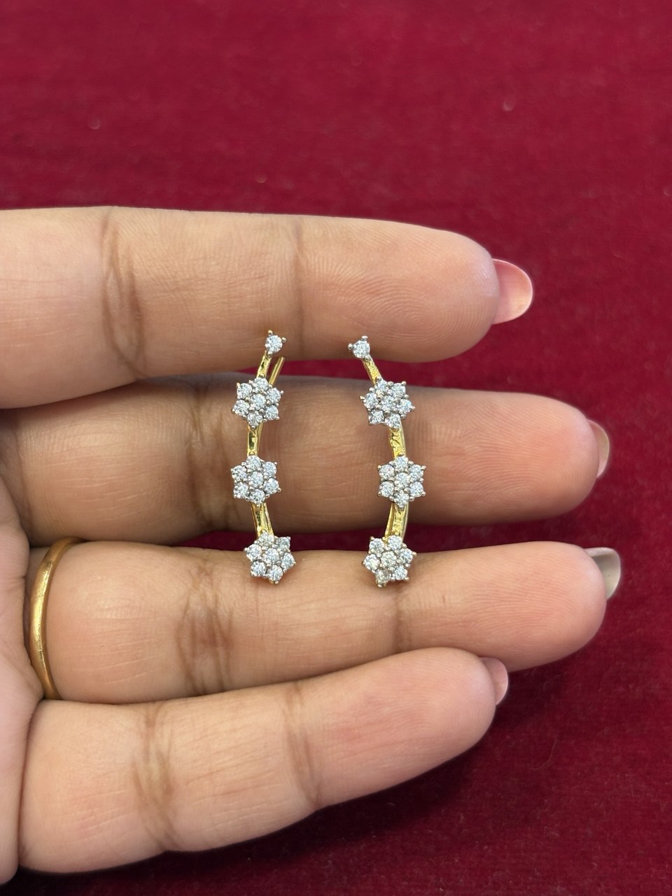 Silver globe ear cuff with gold finish