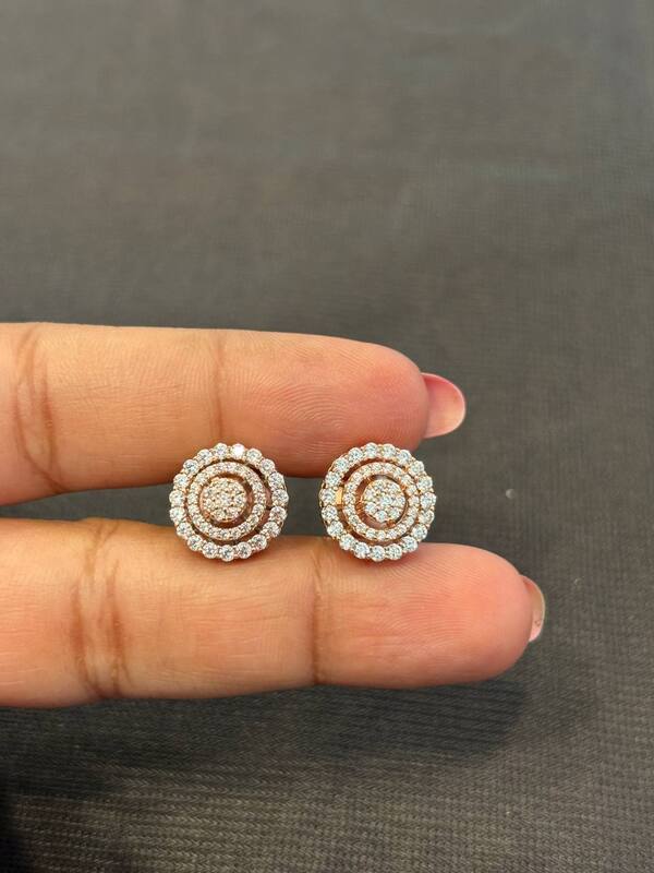 Silver layer stud with rosegold finish