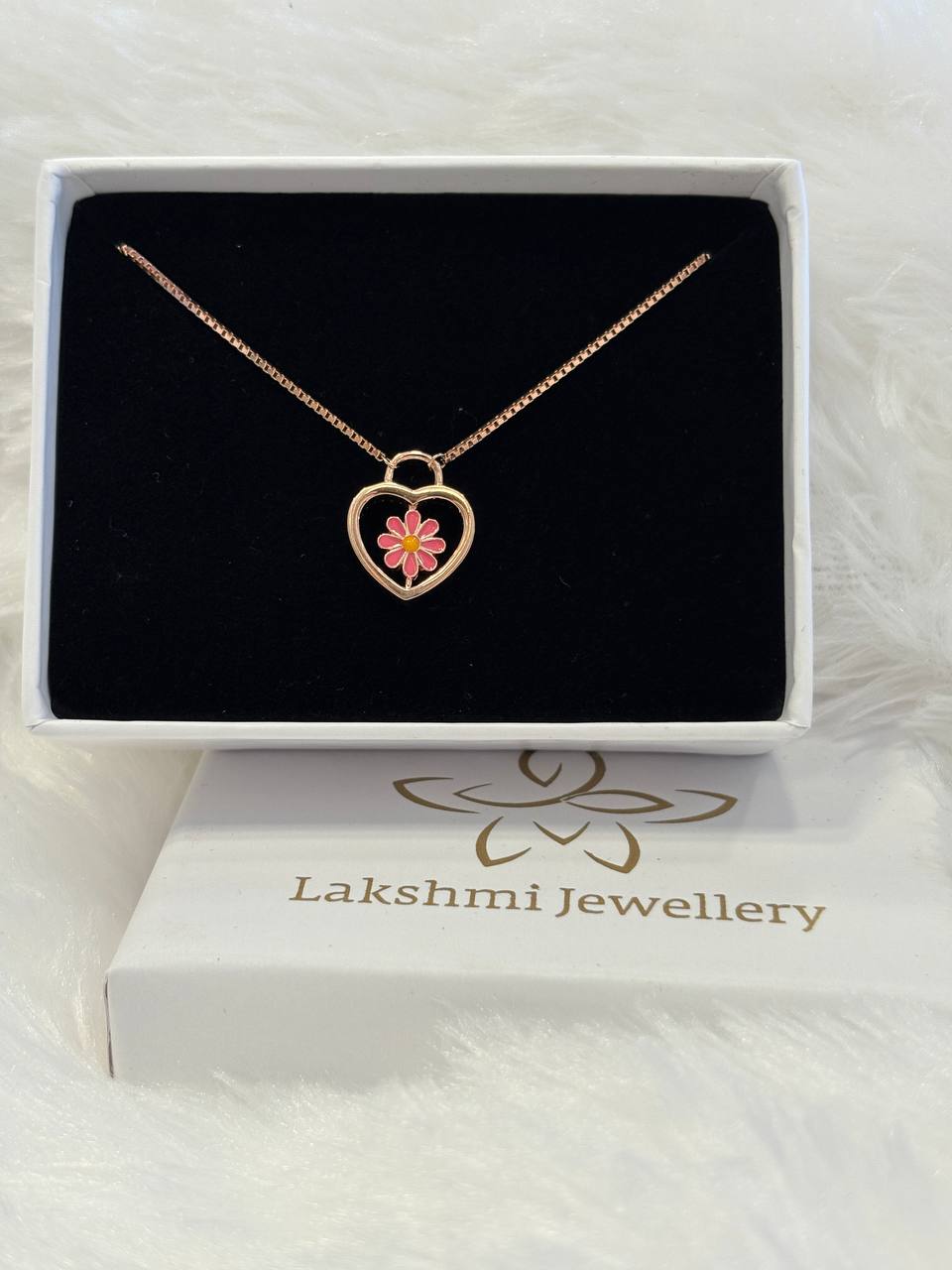 Silver flourish charm chain with rosegold finish