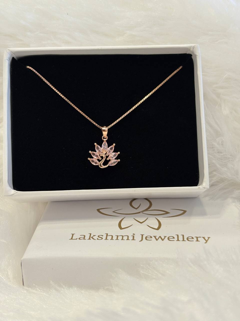 Silver mayura pink chain with rosegold finish