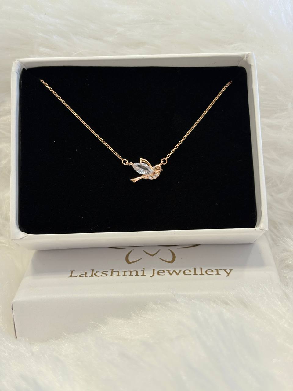 Silver little chirp chain with rosegold finish