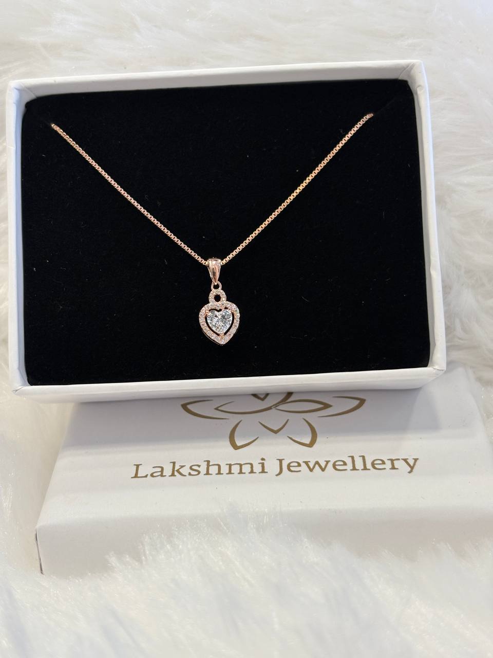 Silver happy heart chain with rosegold finish