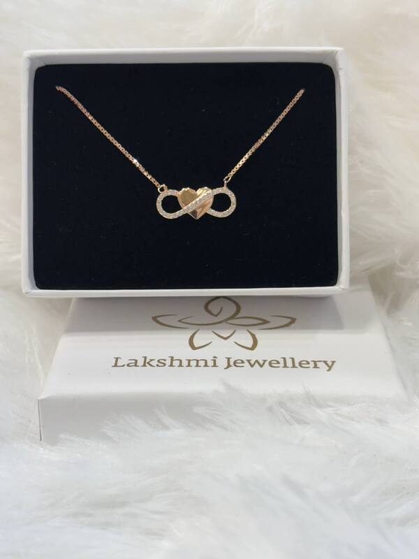 Silver love lock chain with rosegold finish